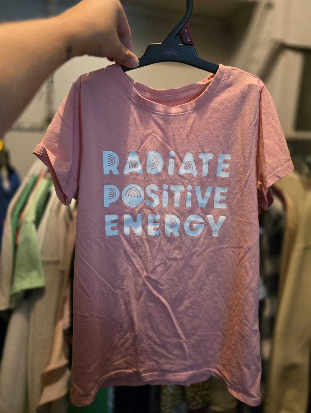 Cat and Jack Girls Pink T-Shirt Radiate Positive Energy
